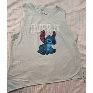 Disney Stitch Over It Muscle Tank Top Light Blue Sleeveless XL JT26355